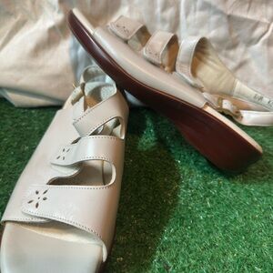 Cream Comfort Sandals with Velcro Straps By SAS